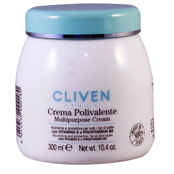 کرم مرطوب کننده چند منظوره کلیون اصل ایتالیا کاسه ای برای پوست خشک 300 میل | CLIVEN creme Polivalente Multipurpose Creme 300ml